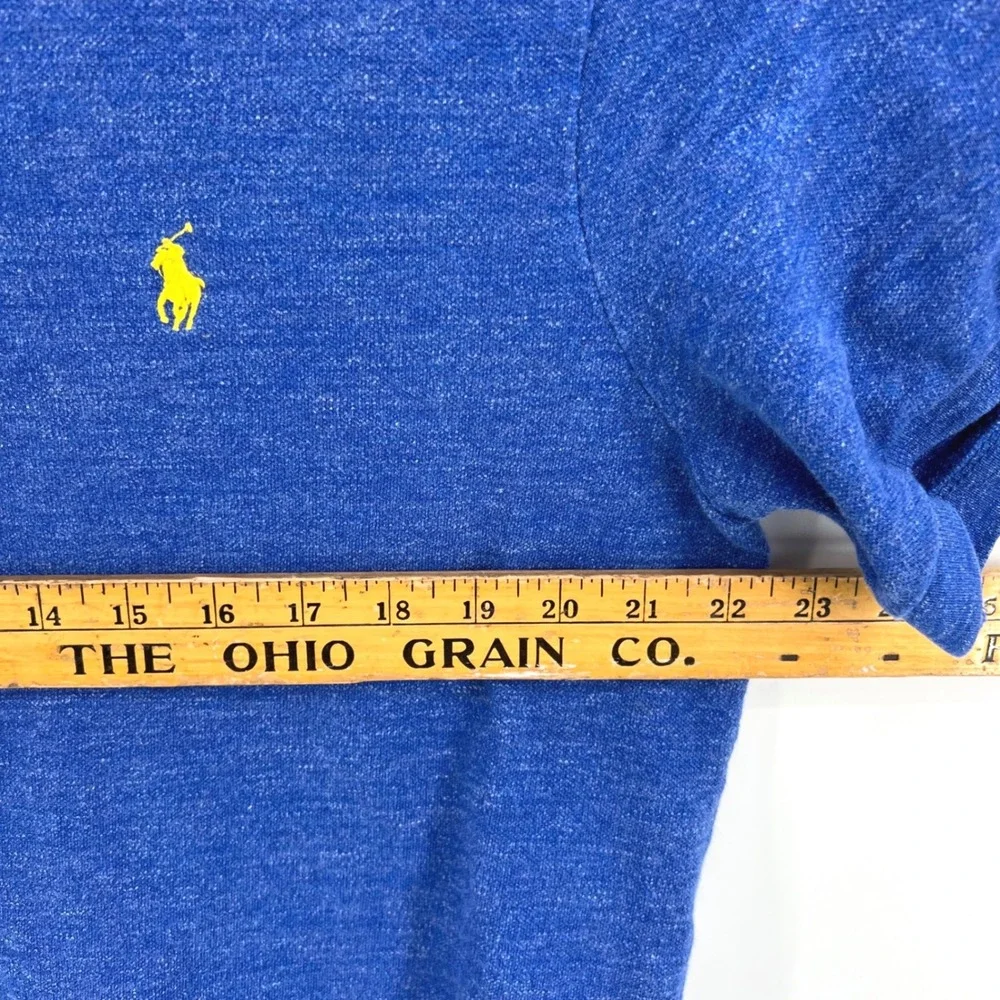 Polo Ralph Lauren Shirt Mens XL Blue Custom Fit Heathered Cotton Yellow Pony